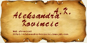 Aleksandra Kovinčić vizit kartica